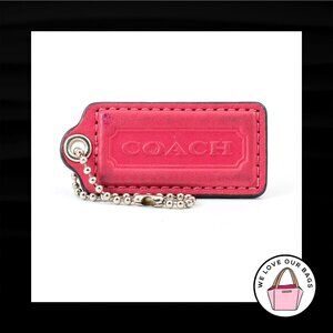2.25" Medium COACH Pink Leather Nickel Key Fob Bag Charm Keychain Hang Tag